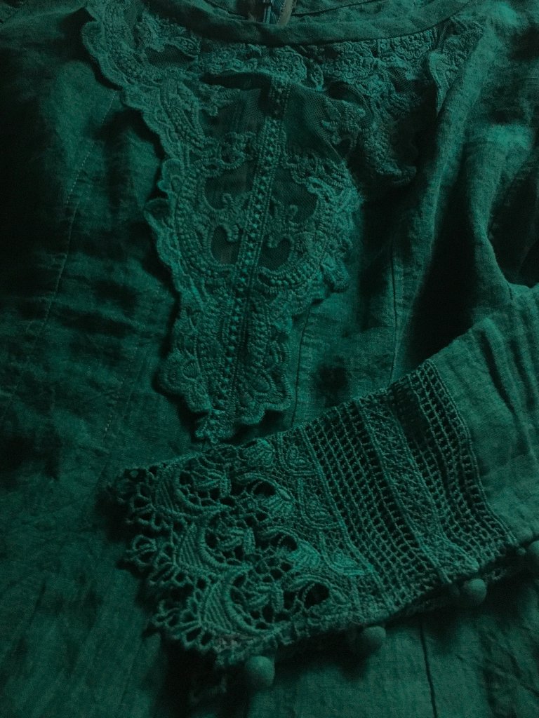 Dark Green Corset Medieval Dress — image 2 of 3